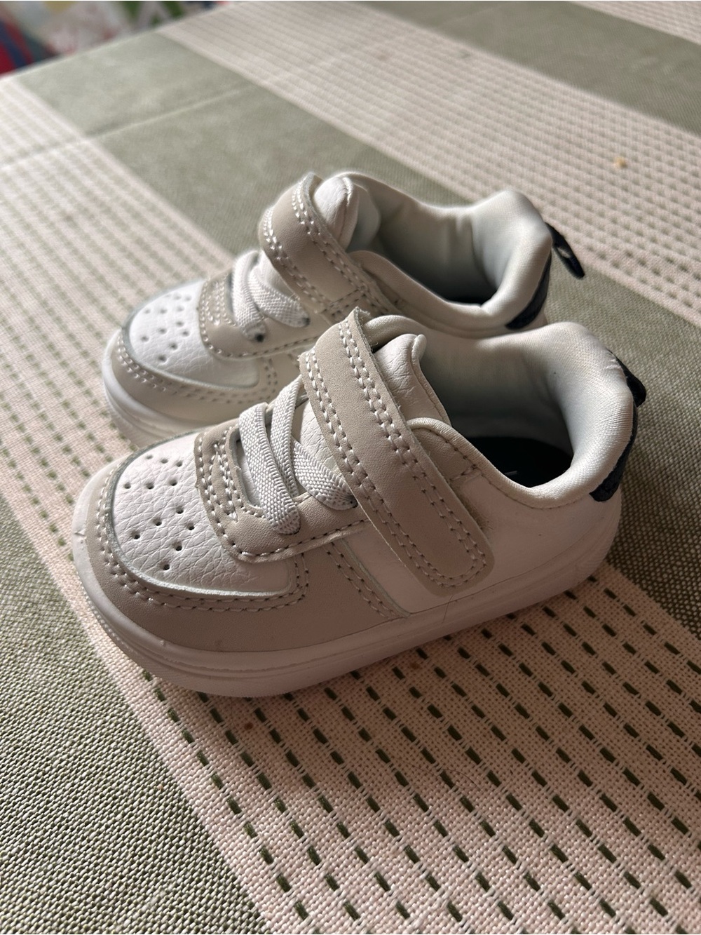 Kids Carters White Velcro Athletic Leather Sneakers (3)